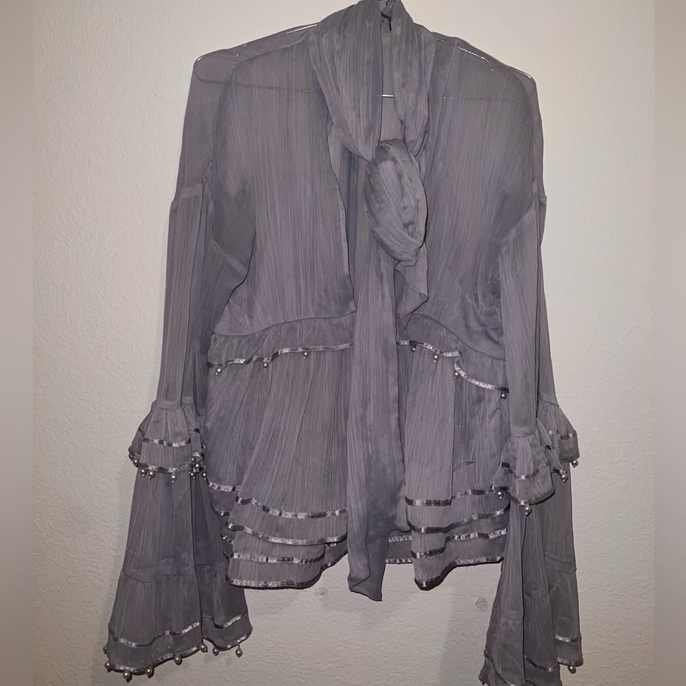 ASOS Luxe Pearl embellished chiffon blouse 💙🦋 - Picture 5 of 7